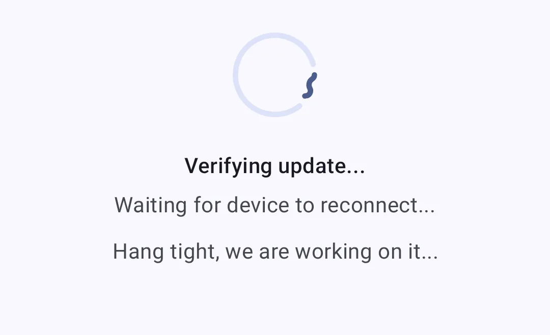 Verifying update and waiting for the device to reconnect