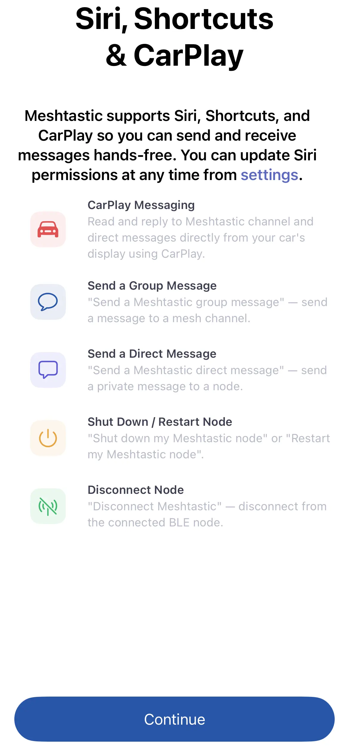 Siri and Shortcuts permission screen